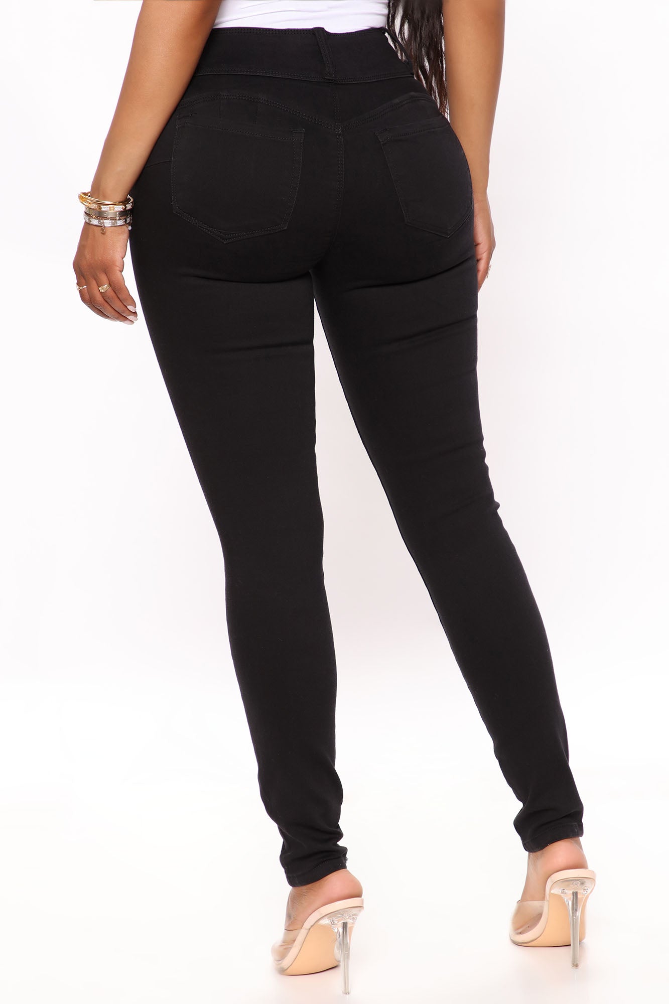 Sneak A Peek Booty Lifting Skinny Jeans - Black Ins Street