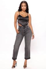 Baby Girl High Rise Straight Leg Jeans - Black Ins Street