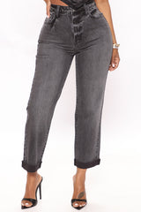 Baby Girl High Rise Straight Leg Jeans - Black Ins Street