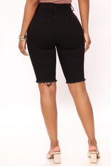 See Me Now Distressed Bermuda Shorts - Black Ins Street