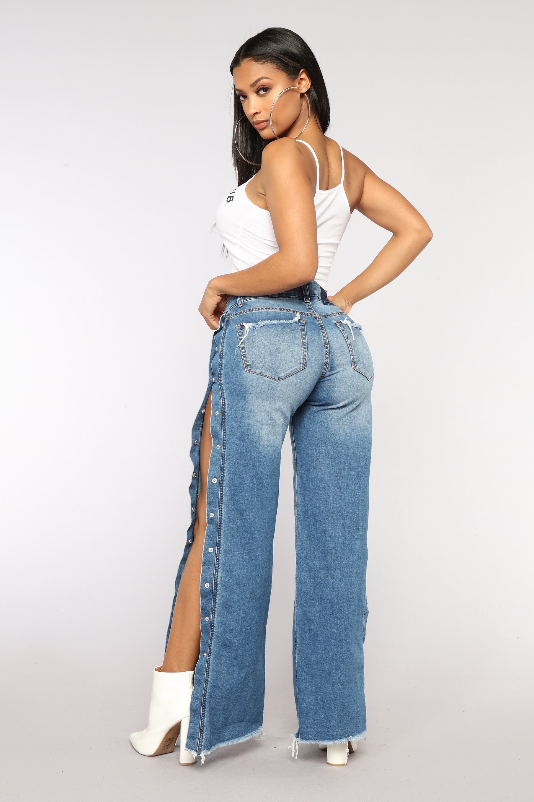 Snap Button Jeans - Medium Blue Wash Ins Street