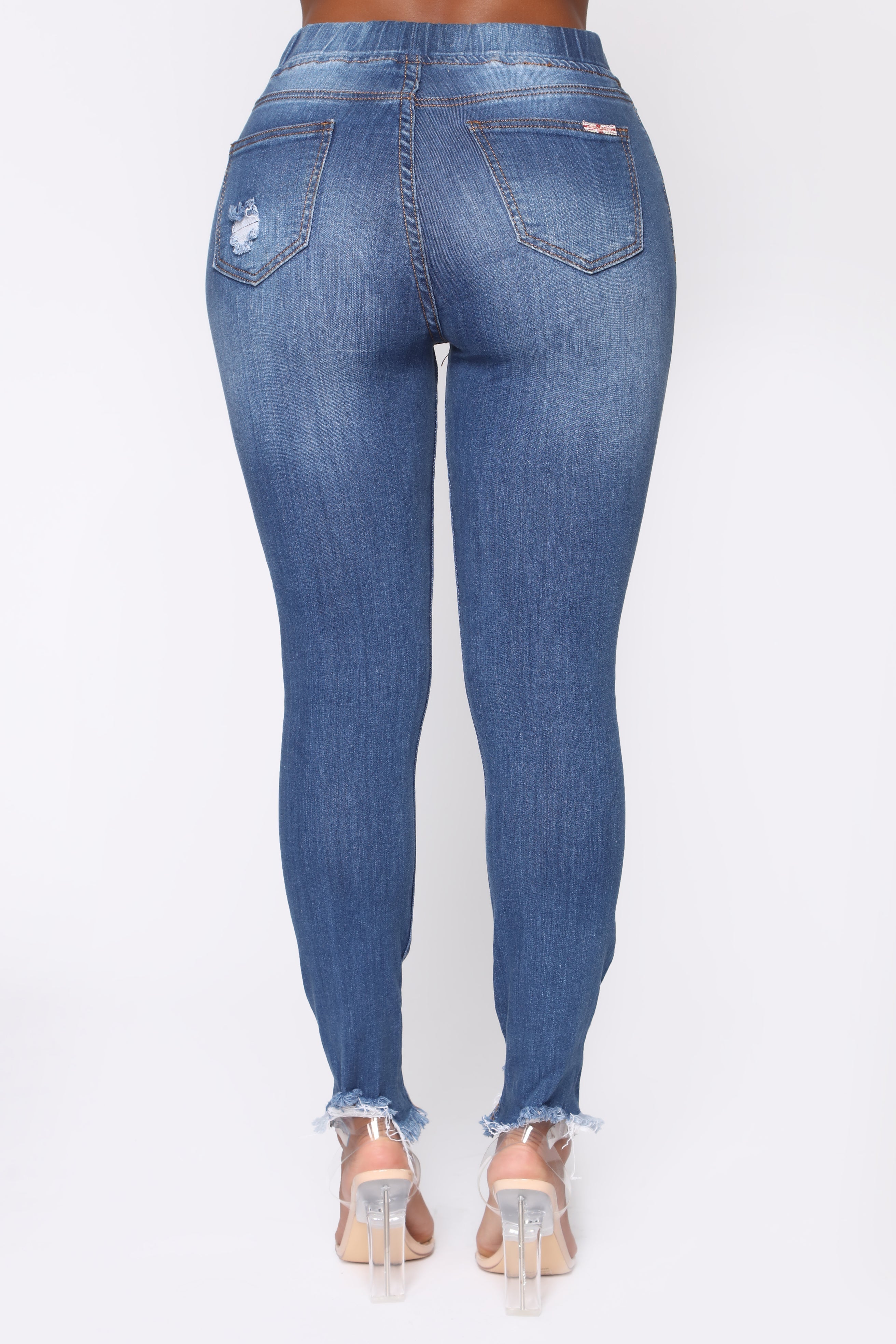 Talk That Talk Distressed Skinny Jeans - Medium Blue Wash Ins Street