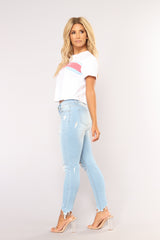 Something About You Ankle Jeans - Light Blue Wash Ins Street