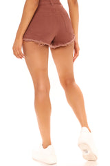 Cancun Cut Off Denim Shorts - Brown Ins Street
