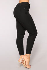 Cassie Elastic Waistband Jeans - Black Ins Street