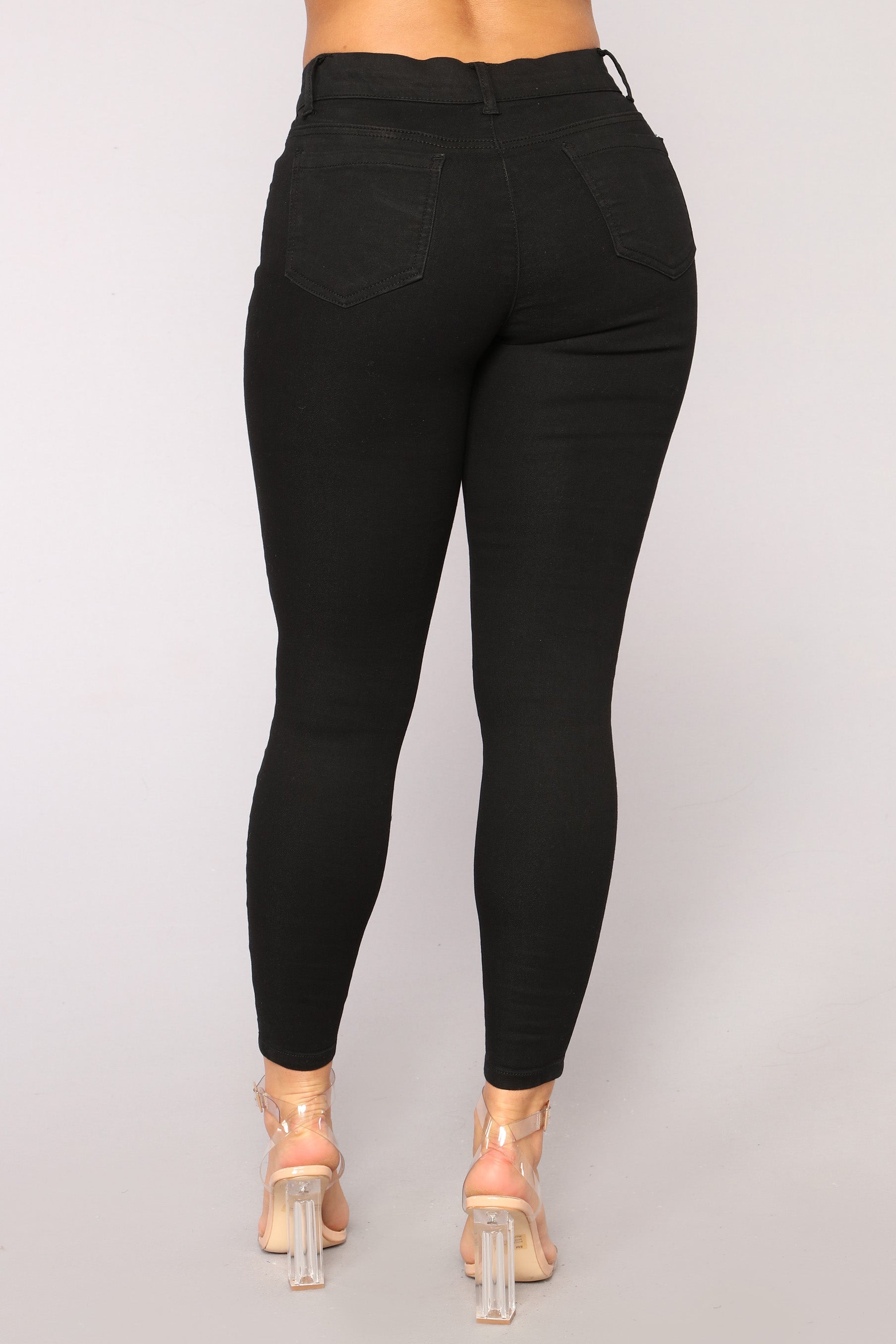 Cassie Elastic Waistband Jeans - Black Ins Street