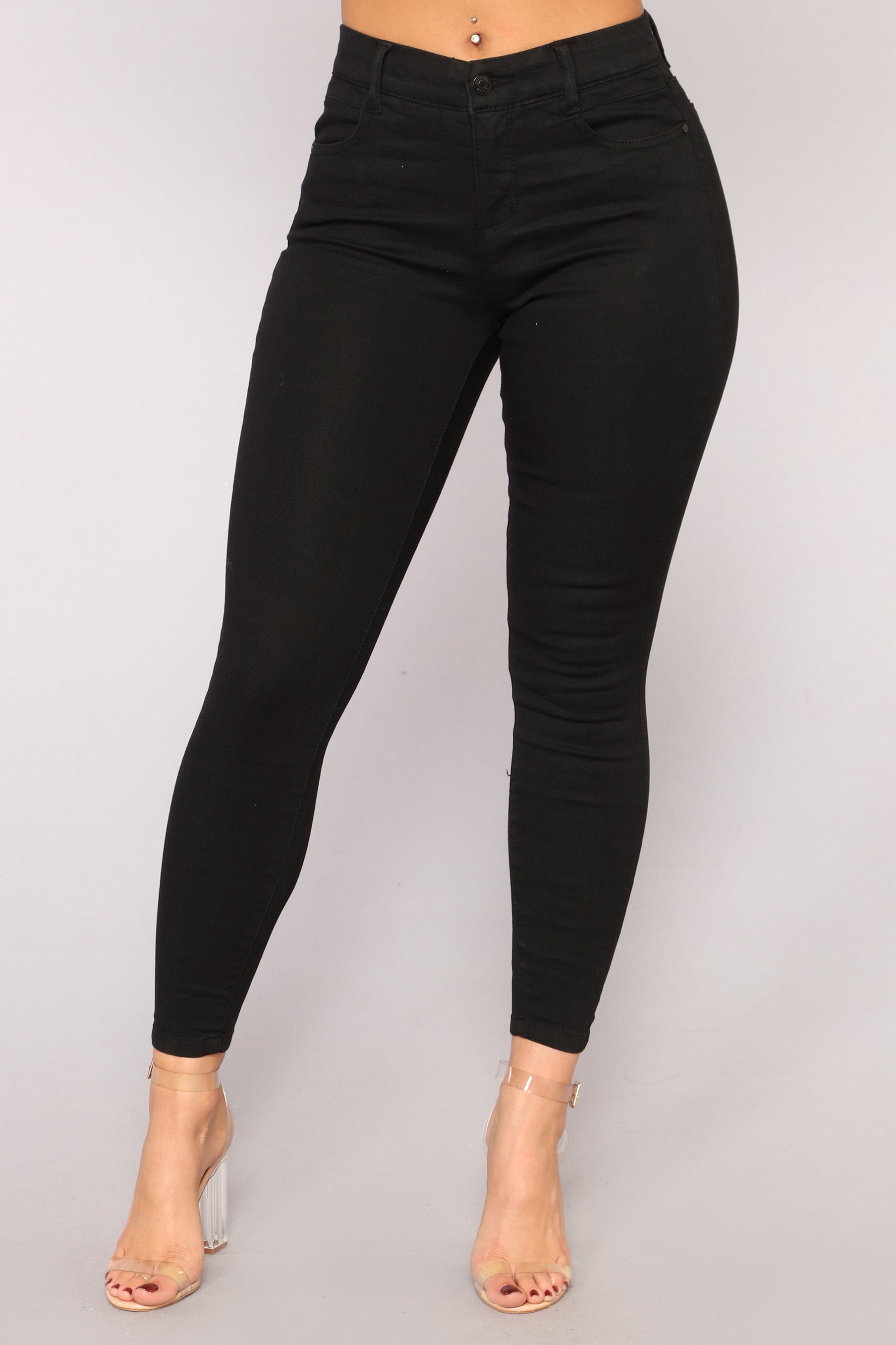 Cassie Elastic Waistband Jeans - Black Ins Street