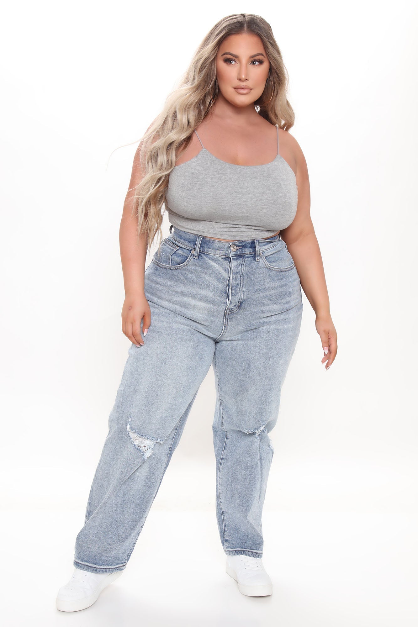 What A Girl Wants Distressed Straight Leg Jeans - Medium Blue Wash Ins Street