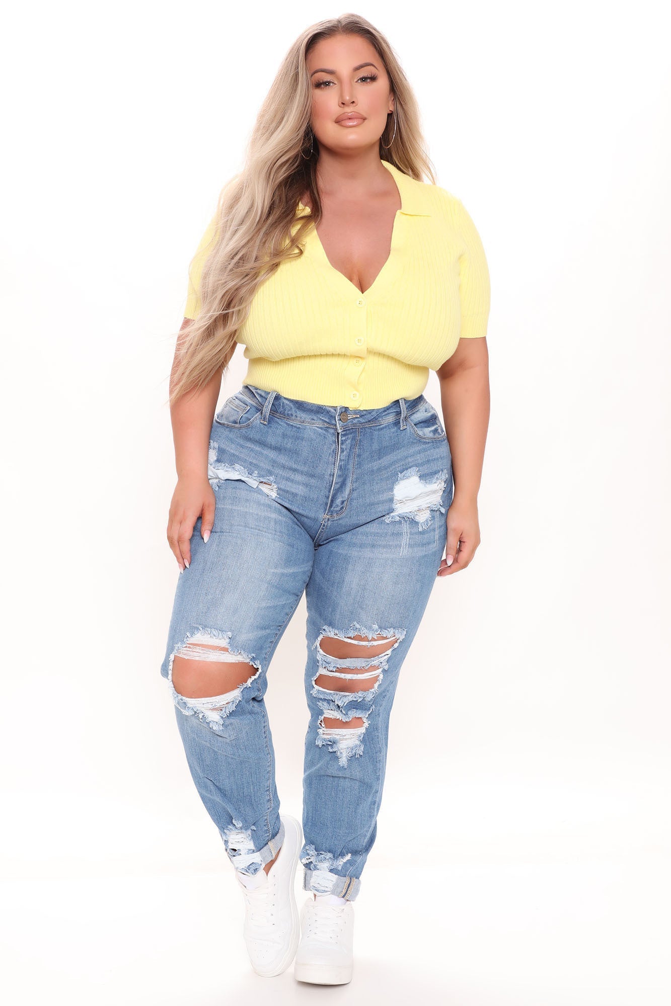 Shannon High Rise Distressed Jeans - Light Blue Wash Ins Street