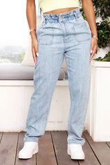 Picnic Date Paperbag Waist Jeans - Light Blue Wash Ins Street