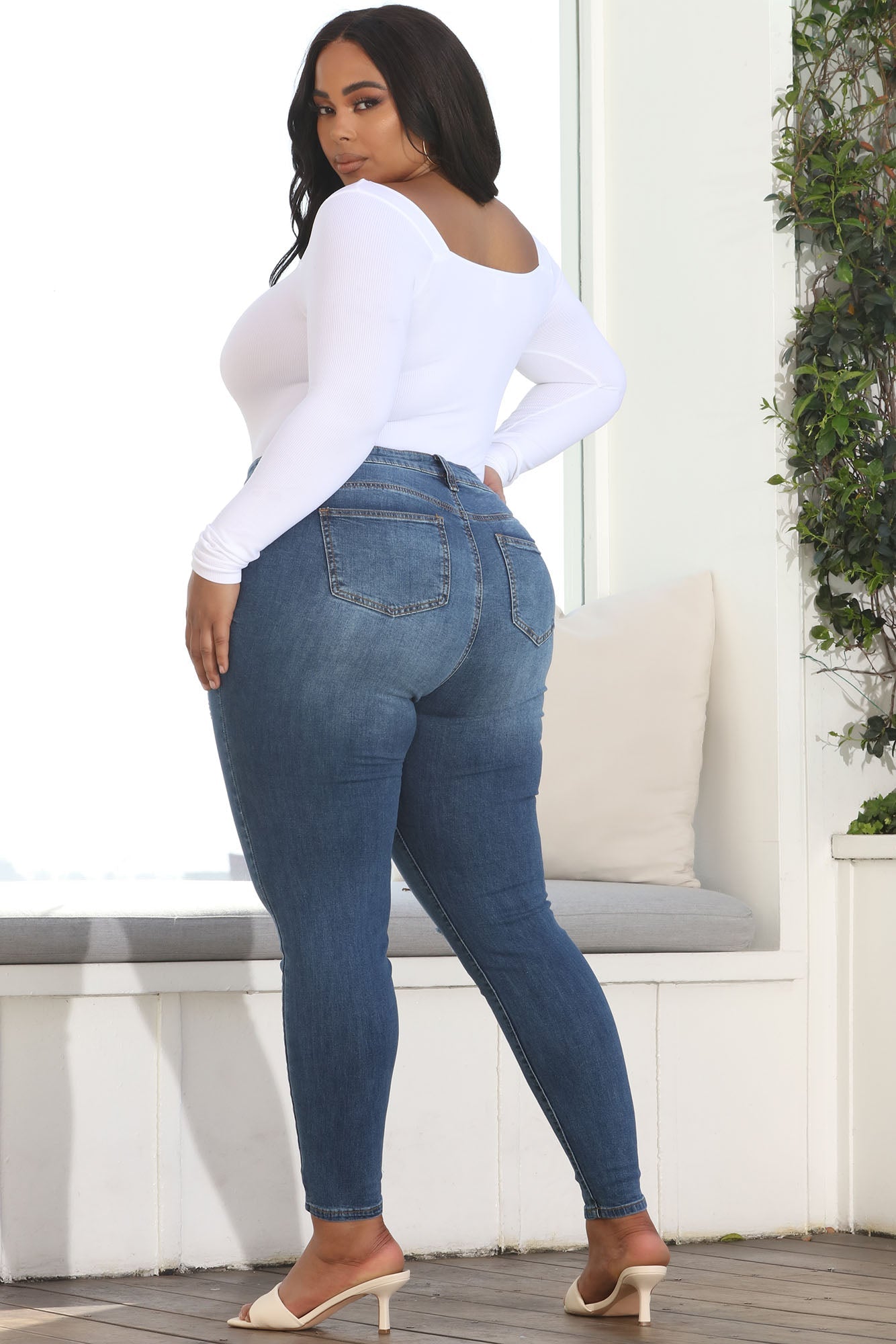 Tabitha Mid Rise Ripped Skinny Jeans - Medium Blue Wash Ins Street
