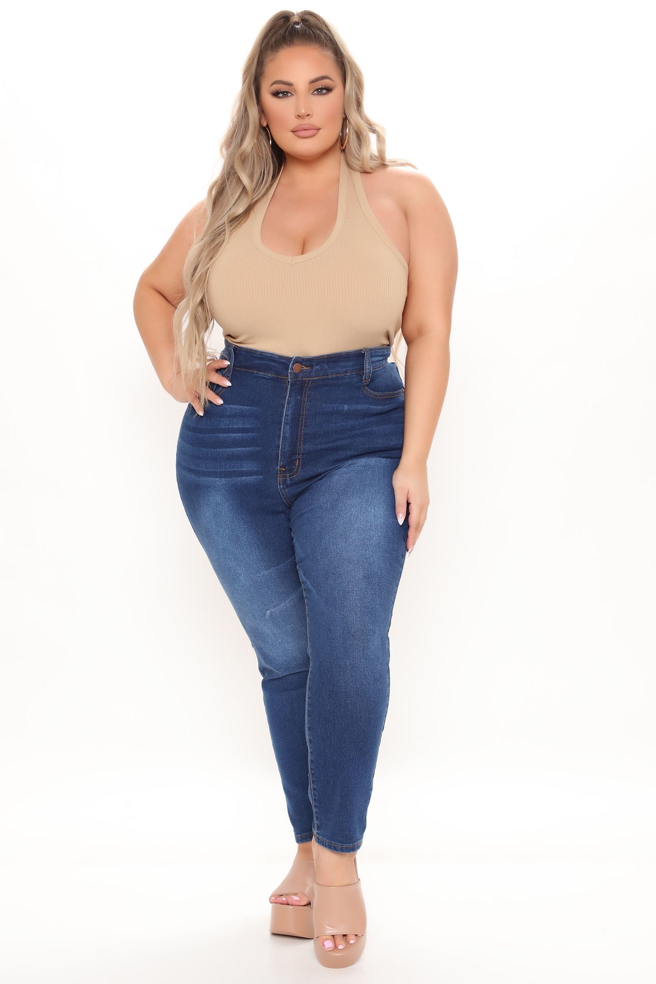 Aria High Waisted Skinny Jeans - Medium Blue Wash Ins Street