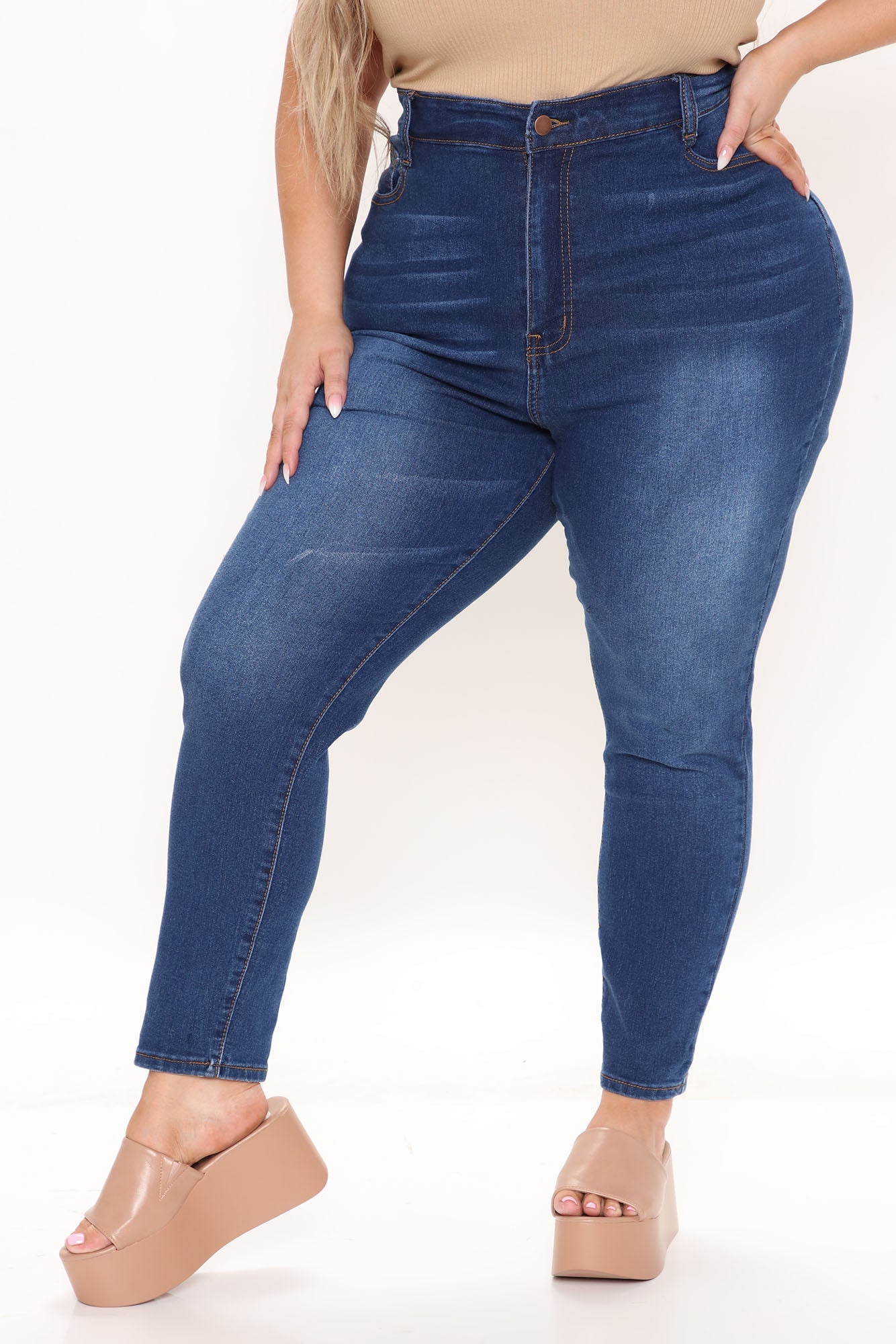 Aria High Waisted Skinny Jeans - Medium Blue Wash Ins Street