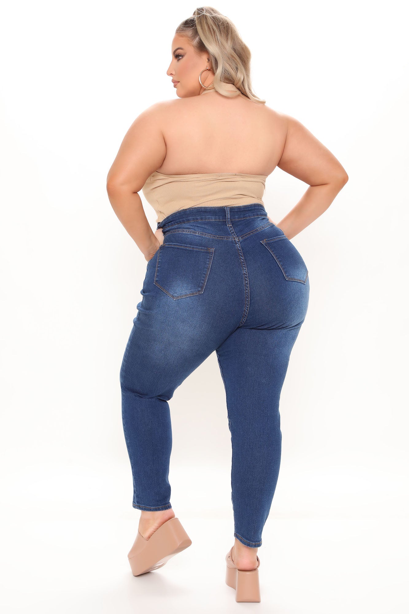Aria High Waisted Skinny Jeans - Medium Blue Wash Ins Street