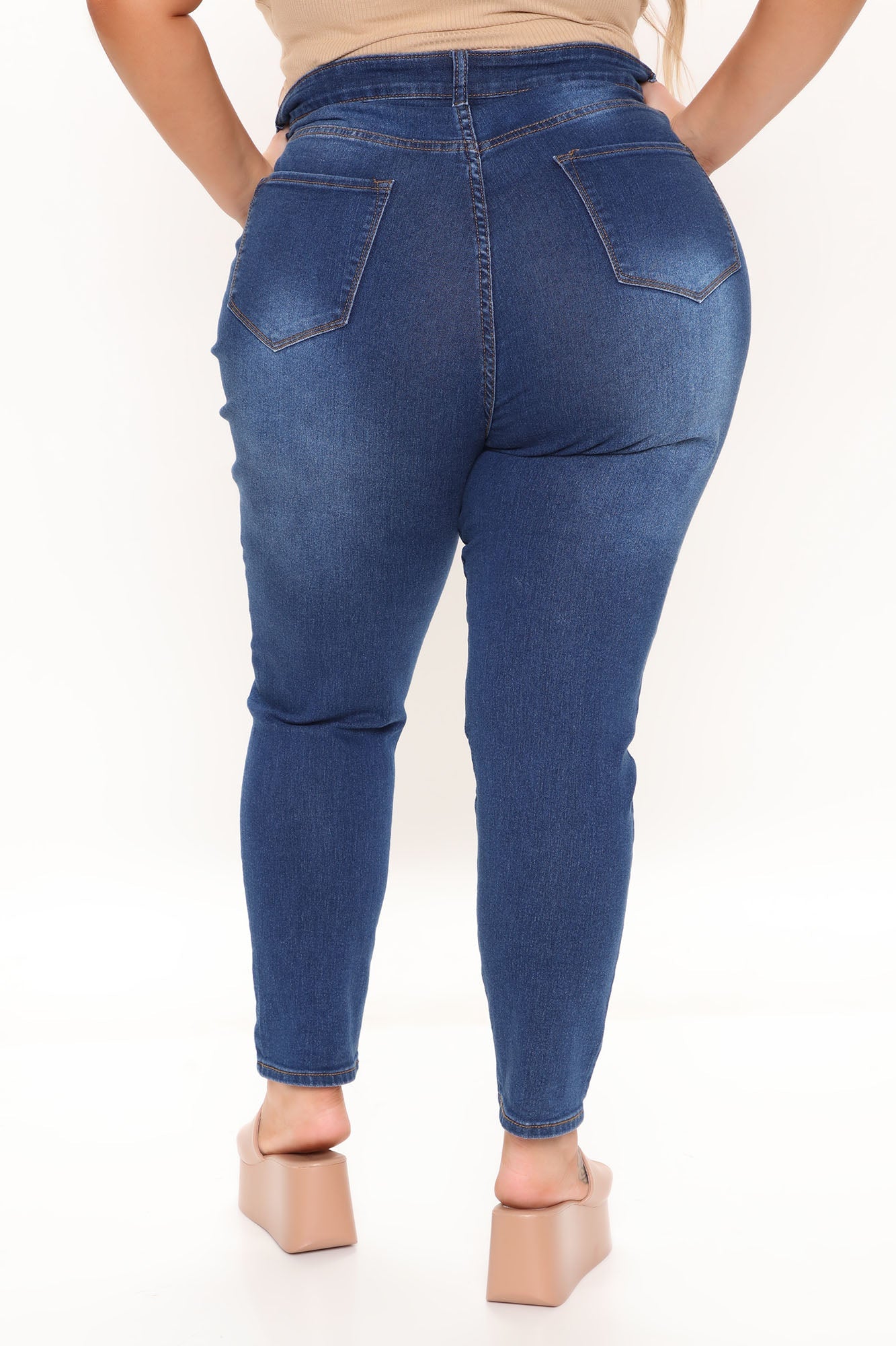 Aria High Waisted Skinny Jeans - Medium Blue Wash Ins Street