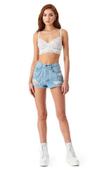 TITANIA MOONSTONE PEARL CHAIN DENIM SHORT CARMAR