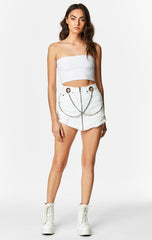 WHITE BEATRICE ZIP FRONT CHAIN SKIRT Carmar Denim