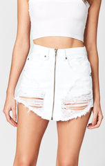 WHITE BEATRICE ZIP FRONT SKIRT Carmar Denim