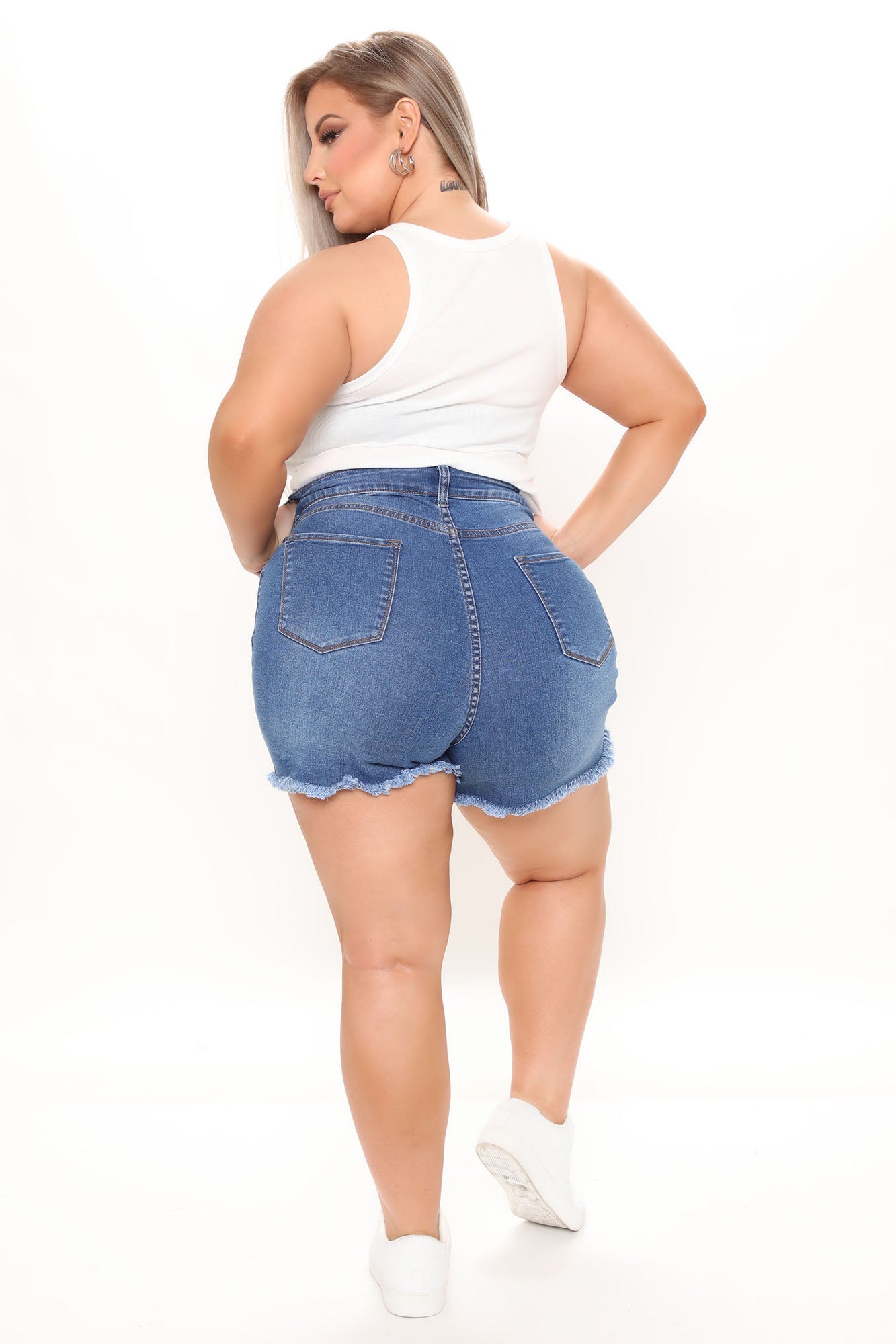 Take A Hike Ripped Denim Shorts - Medium Blue Wash Ins Street