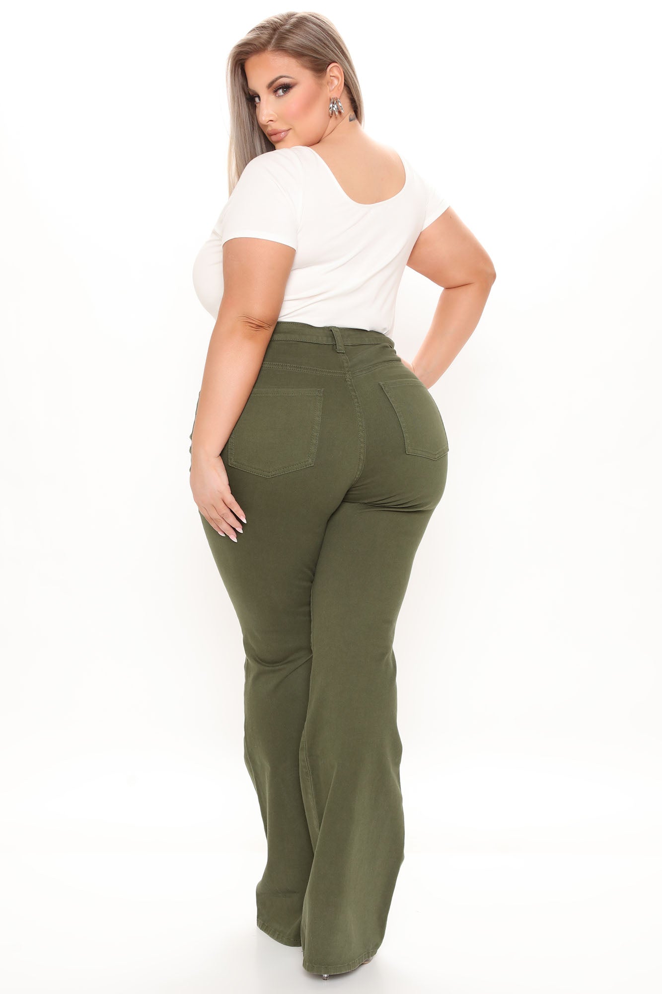Here To Stay Flare Jeans - Olive Ins Street