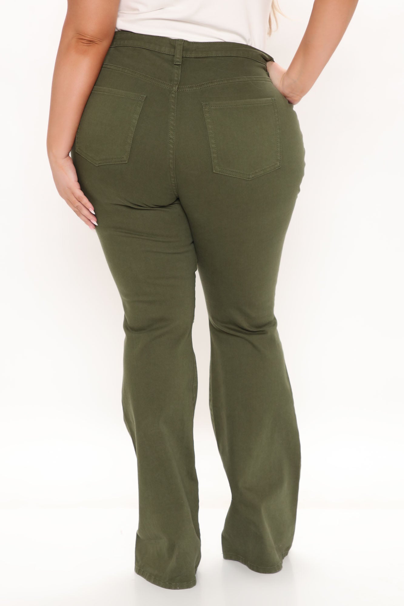 Here To Stay Flare Jeans - Olive Ins Street