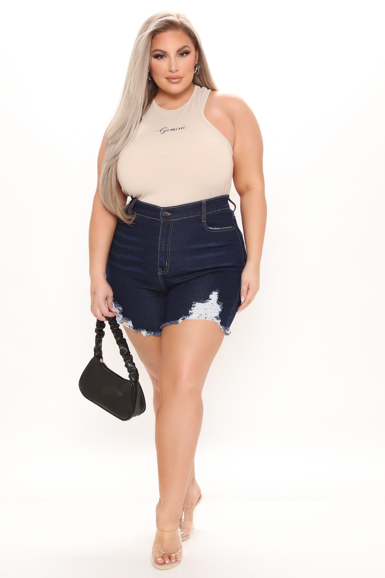 Say It Ain't So Ripped Denim Shorts - Dark Wash Ins Street
