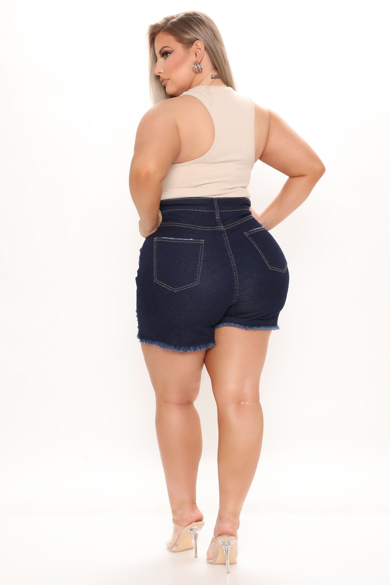 Say It Ain't So Ripped Denim Shorts - Dark Wash Ins Street