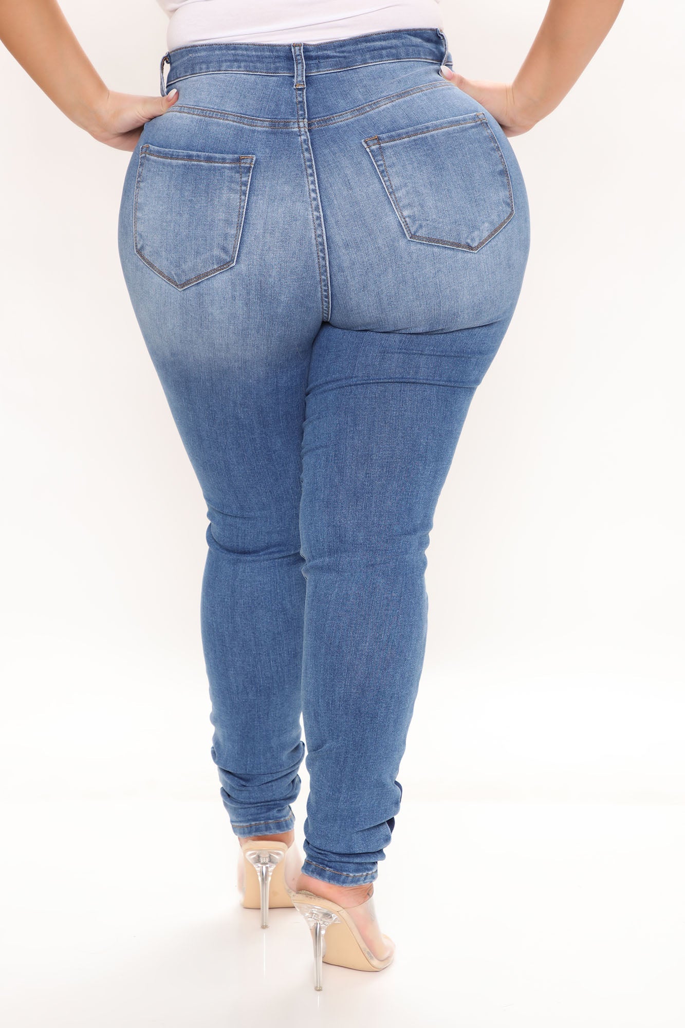 Tall Stay In Line Mid Rise Skinny Jeans - Medium Blue Wash Ins Street