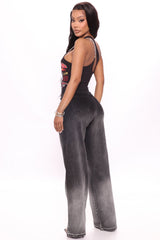 Ombre All Day Slit Hem Wide Leg Jeans - Black Ins Street