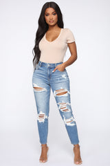 A Real Life Dream High Rise Jeans - Medium Blue Wash Ins Street