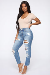 A Real Life Dream High Rise Jeans - Medium Blue Wash Ins Street