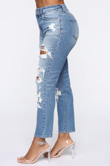 A Real Life Dream High Rise Jeans - Medium Blue Wash Ins Street