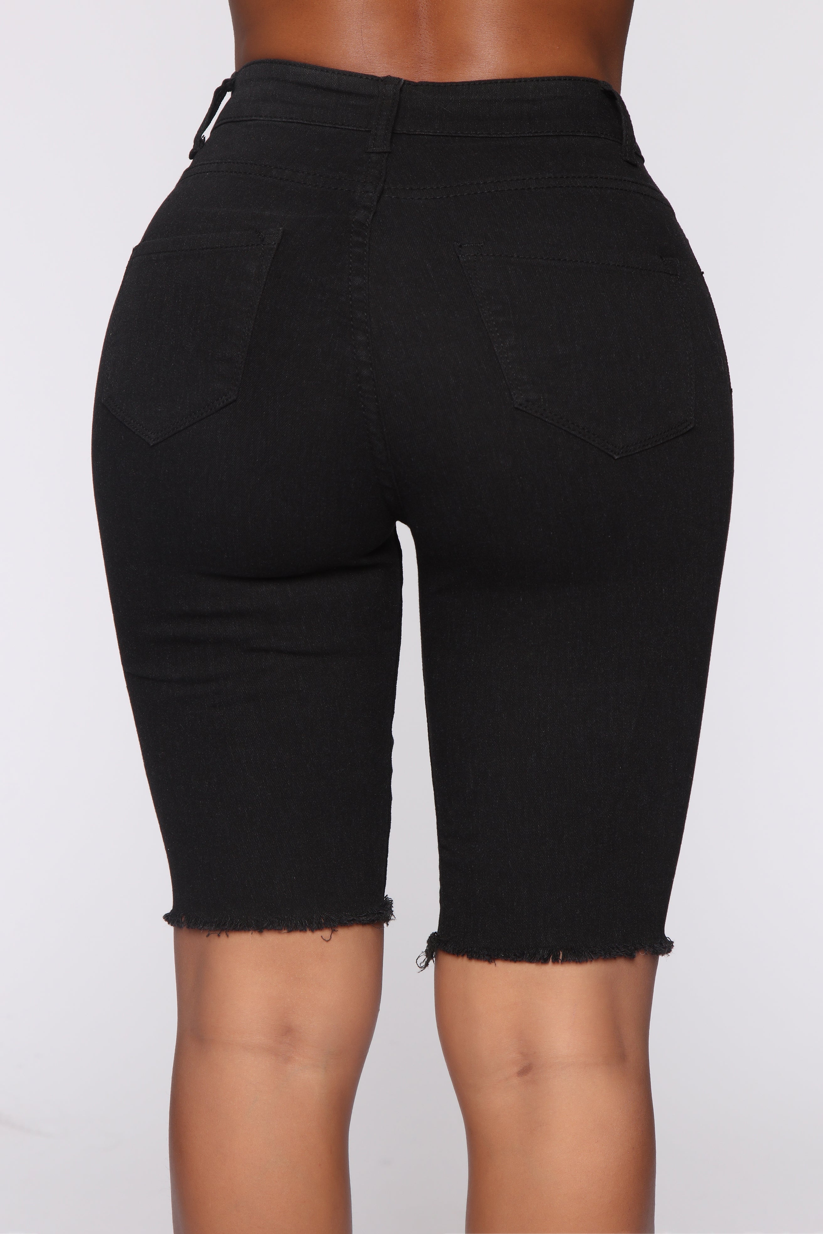 Raquel Distressed Bermuda Shorts - Black Ins Street