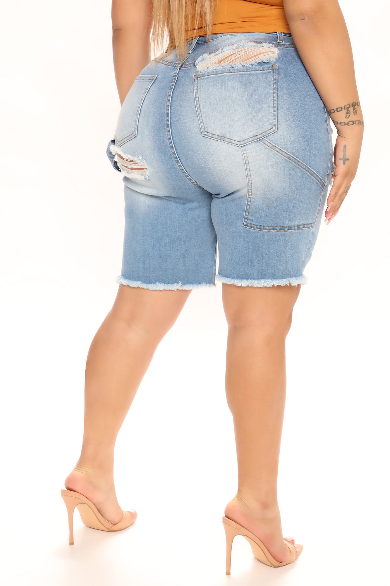 Wind Up In First Place Stretch Bermuda - Light Blue Wash Ins Street