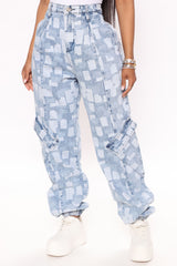 The Big Picture Cargo Jogger Jeans - White/Blue Ins Street