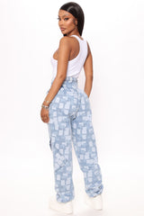 The Big Picture Cargo Jogger Jeans - White/Blue Ins Street