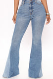 See You There Super Flare Jeans - Medium Blue Wash Ins Street