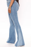 See You There Super Flare Jeans - Medium Blue Wash Ins Street