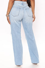Rowdy Ripped Straight Leg Jeans - Light Wash Ins Street