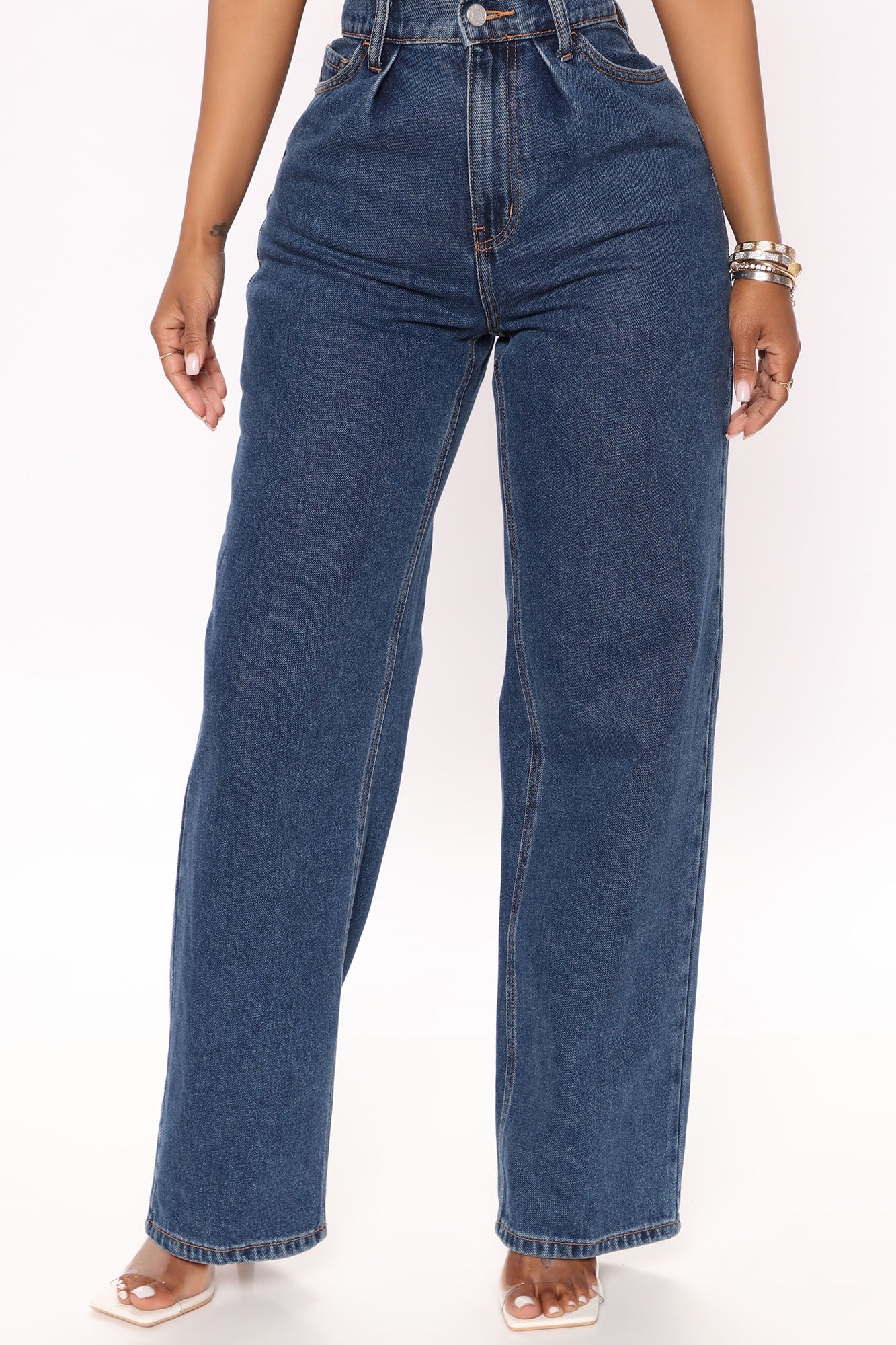 Phoebe Pleated Wide Leg Jeans - Dark Wash Ins Street
