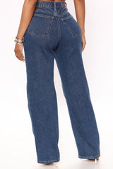 Phoebe Pleated Wide Leg Jeans - Dark Wash Ins Street