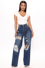 Simple Pleasure 90's Baggy Jeans - Dark Wash Ins Street
