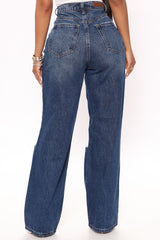 Simple Pleasure 90's Baggy Jeans - Dark Wash Ins Street