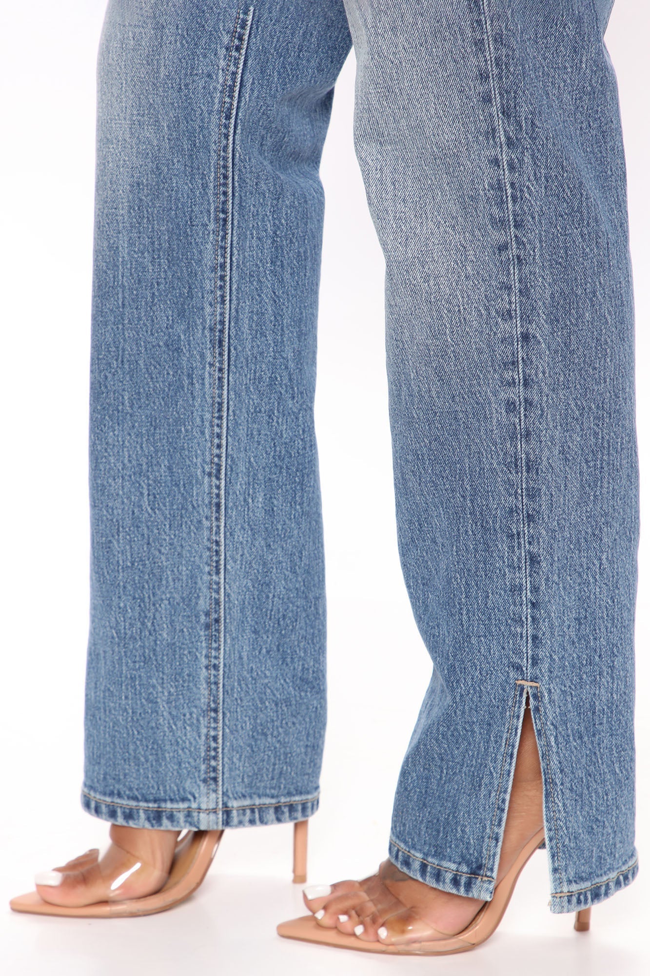 Stella Side Slit Straight Leg Jeans - Medium Blue Wash Ins Street
