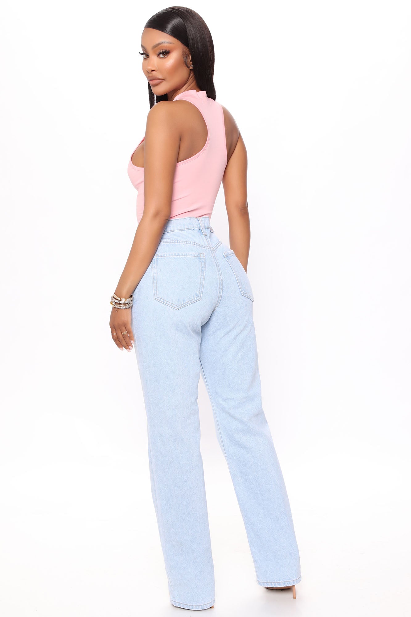 High Road Straight Leg Dad Jeans - Light Blue Wash Ins Street
