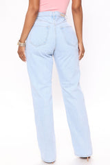 High Road Straight Leg Dad Jeans - Light Blue Wash Ins Street