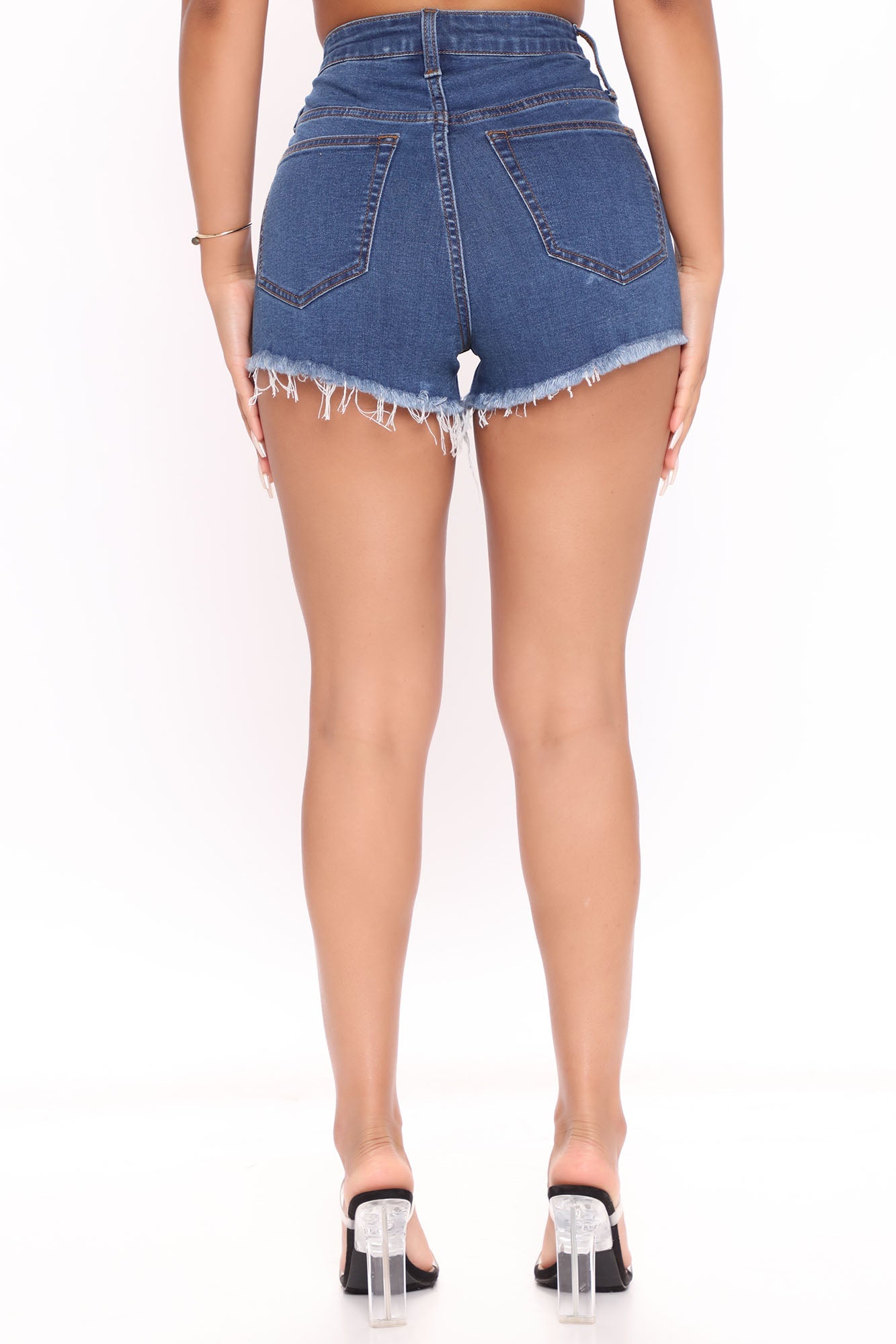 Classic Confidence High Waisted Denim Shorts - Medium Blue Wash Ins Street