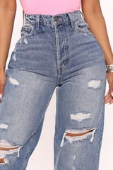 On Trend 90's Baggy Jeans - Medium Blue Wash Ins Street