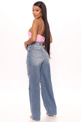 On Trend 90's Baggy Jeans - Medium Blue Wash Ins Street