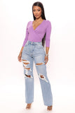 One More Time Ripped Baggy Jeans - Medium Blue Wash